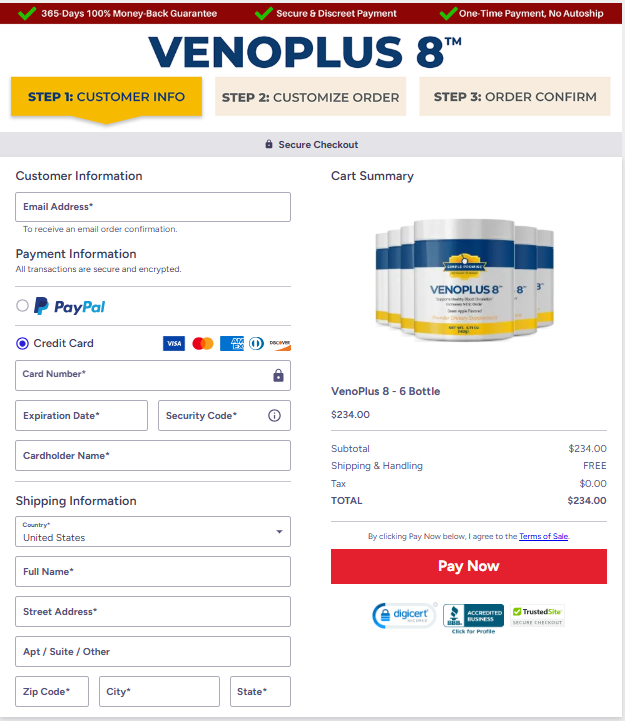 VenoPlus8 Official Website Secure Order Page